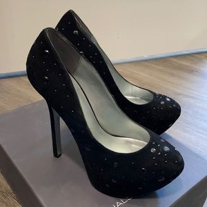 H by Halston: Black Suede Angelica